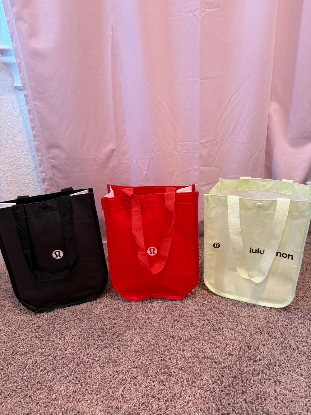 lululemon athletica Tote Bag Trio - Black, Red & Pale lime